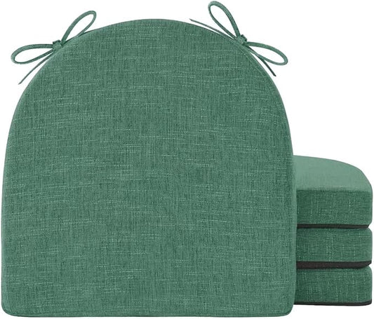 Chair Cushions for Dining Chairs with Ties and Removable Cover, Dining Kitchen Chair Pads with Non-Slip Bottom, High-Resilience Indoor Seat Cushions, 16'' x 16'' x 2'', Set of 4, Dark Green