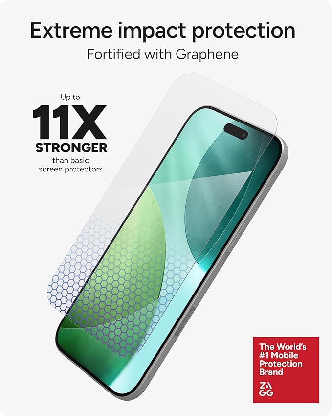 ZAGG XTR5 Screen Protector for iPhone Air - Glass, Blue Light Protection, 11X Stronger, Eyesafe CPF60 Tech, Anti-reflective Tech, Vibrant Color & Touch Sensitive Tempered Glass, Easy To Install