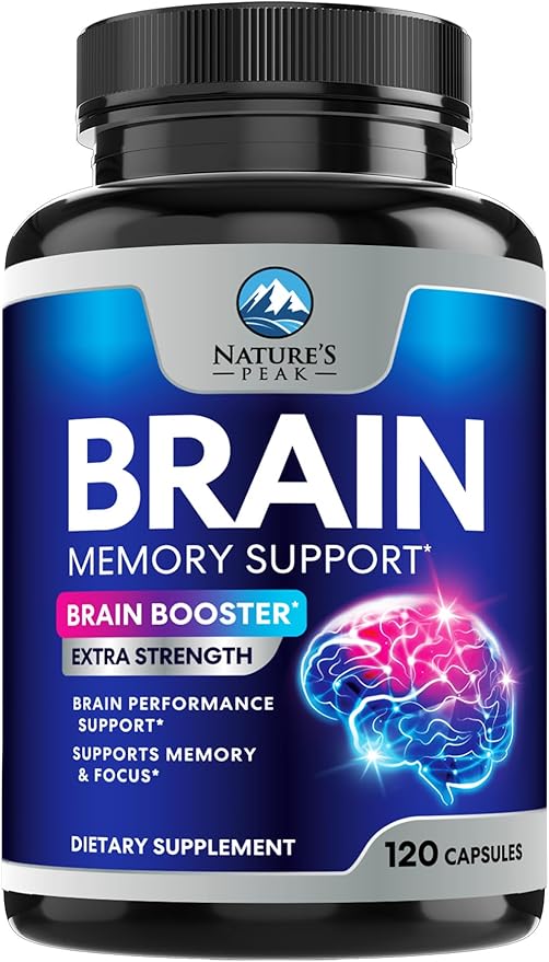 Brain Memory Supplement Pills - Nootropics Support for Concentration, Clarity, Alertness & Focus - Brain Health with Bacopa, Cognitive Vitamins, Phosphatidylserine, DMAE - Brain Booster - 120 Capsules
