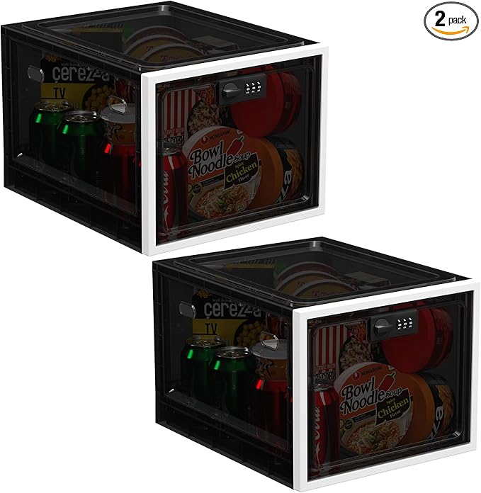 iBune 2 Pack Large Medication Lock Box, Lockable Medicine Storage Box for Medicine Safe/Phone/Refrigerator/Personal Items/Home/Office/Dorm, Black