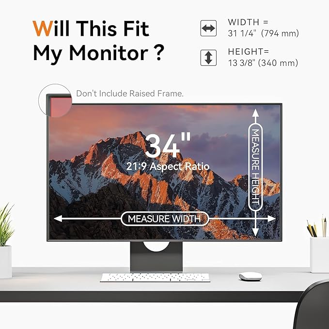 [5-Pack] 34 Inch Computer Privacy Screen for 21:9 Widescreen Monitor, Anti Glare Anti-UV Eye Protection Desktop PC LED Monitor Filter, Removable Anti-Scratch Screen Film 34in