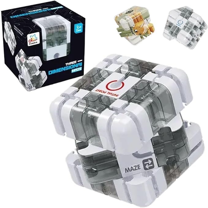 Large Labyrinth 3D Puzzle Maze Cube, Magic Cube Maze Ball Puzzle, Challenging Logic Puzzles Ball Stress Cubes, Stress Relief Toys Adults, Educational Focus Game Gift for Adults Teens (Style A)