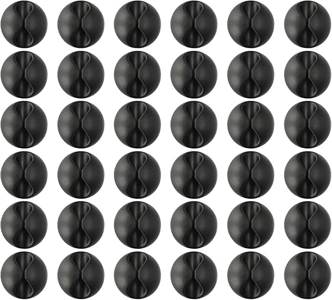 Cable Clips Cord Organizer, Tomorotec Multipurpose Cable Holder with Adhesive Pad Cord Management System, Desktop Cable Organizer for HDMI, Charging Cable, Ethernet, USB Cable (Black 36pcs)