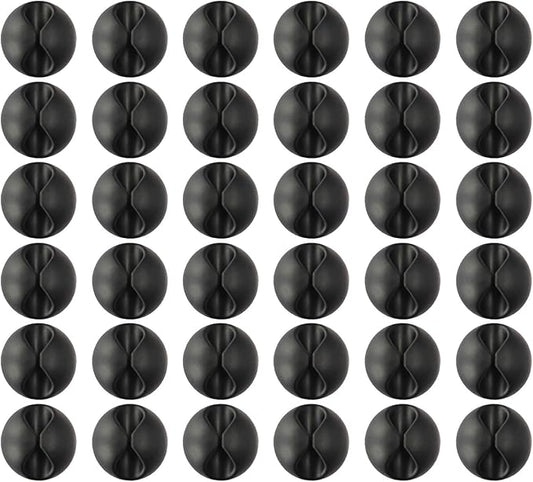 Cable Clips Cord Organizer, Tomorotec Multipurpose Cable Holder with Adhesive Pad Cord Management System, Desktop Cable Organizer for HDMI, Charging Cable, Ethernet, USB Cable (Black 36pcs)