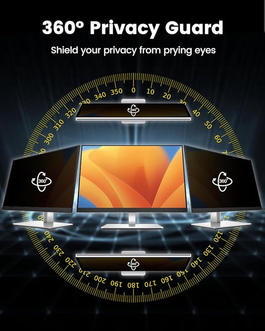 F FORITO 27 Inch 16:9 360°Privacy Screen Protector for Computer Monitor, Removable Eye Protection Anti Blue Light Anti Glare Computer Screen Privacy Shield for All 27" Widescreen Monitors