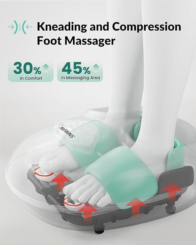 Snailax Foot Massager with Heat, Shiatsu Feet Massager Machine for Plantar Fasciitis Neuropathy, Rolling Compression Foot Massage, Fits Size up to 14“ Multiple Modes, Gifts for Parents