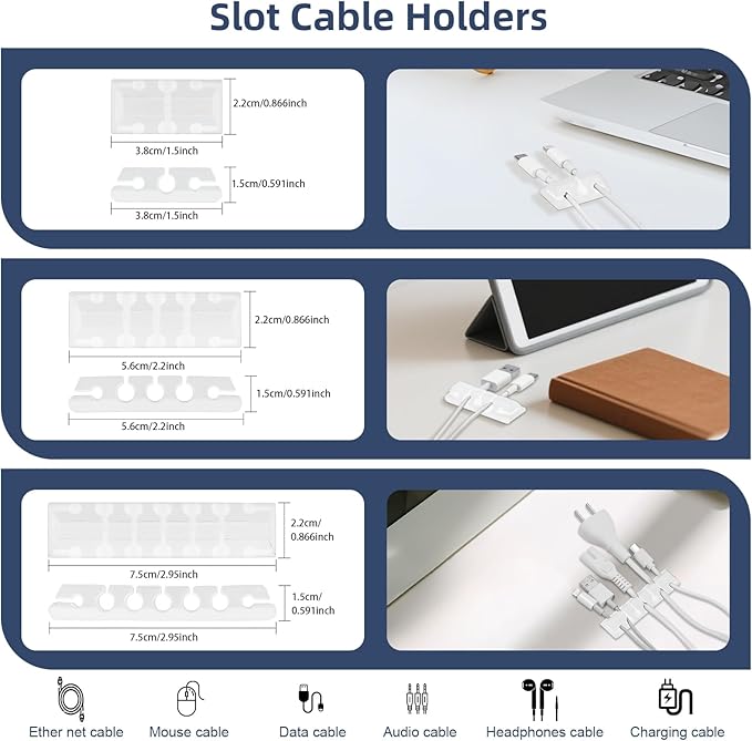 319pcs Cable Management Organizer Kit, Desk Cord Organizer, 98 Adhesive Cable Clips Holder, 17 Reusable Cable Strap, 4 Cable Sleeve Split, and 200 Nylon Cable Zip Ties (White)