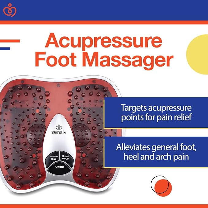 Acupressure Foot Massager for Blood Circulation and Pain Relief for Foot Pain and Plantar Fasciitis Relief Infrared Heat with Adjustable Vibration