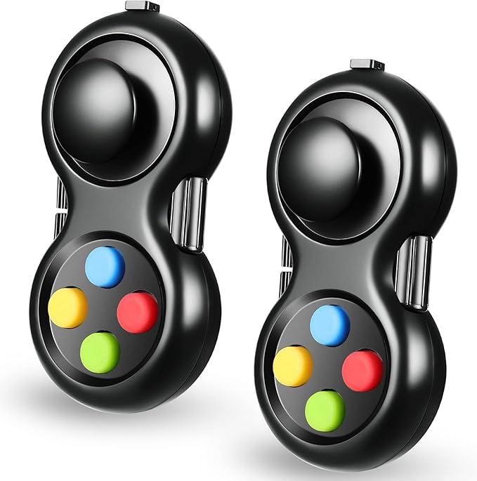 Skylety 2 Pcs Fidget Toys for Adults Fidget Pad Christmas Basket Stuffers Stress Relief Cube Clicker Controller Sensory Educational Toy for ADHD Autism Spinner(Black Style)