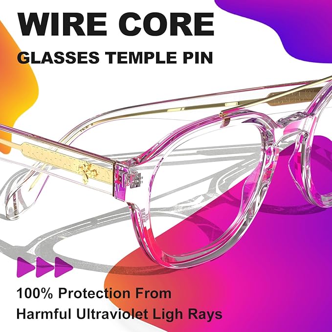 VISOONE Retro Round Anti Eyestrain Metal Medium Eyewear Blue Light Blocking Glasses for Computer Gaming Women Man SANFORD