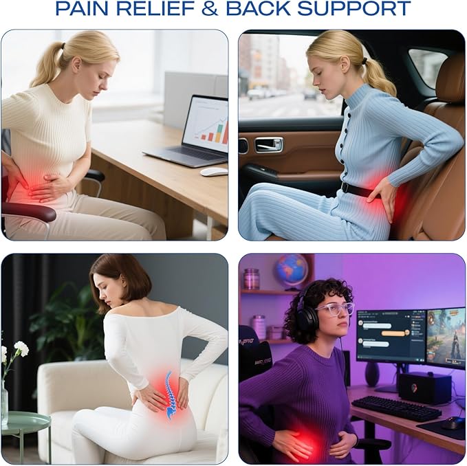 Skechers Lumbar Support Pillow for Office Chair,Memory Foam Lumbar Pillow,Lower Back Pain Relief Lumbar Pillow,Ergonomic Design Back Support Pillow for Office Chair,Car,Home,Travel,Pink