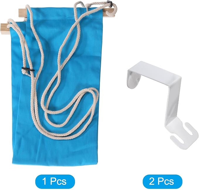 PATIKIL Foot Hammock Under Desk, Adjustable Foot Rest Sling with Hooks Portable Desk Footrest for Airplane Travel Home Office, Blue Style 1