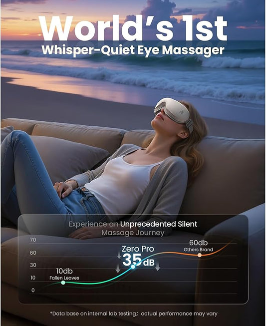 BOB AND BRAD Zero Pro Ultra-Quiet Eye Massager with Heat and Cooling, Lightweight Eye Massager with Scroll Button for Migraine Dry Eyes Relief, Relax, FSA Eligible/HSA Eligible Gifts for Women Men