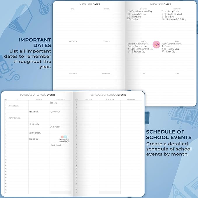 Clever Fox Teacher Planner – School Year Planner with Calendars & Lesson Plans – Book for Classroom & Homeschool Organization, A4 (Mystic Blue)