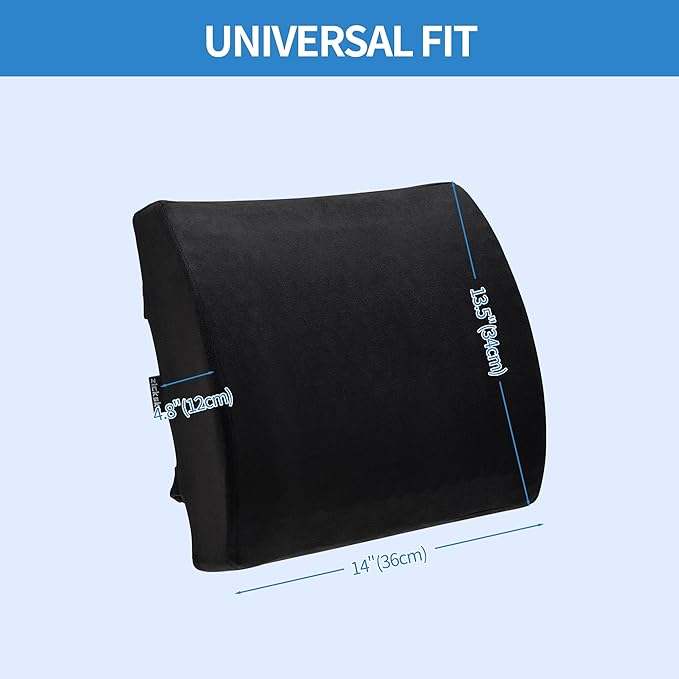 Lumbar Support Pillow - Gel Memory Foam Back Cushion for Lower Back Pain Relief & Improve Sitting Posture, Lumbar Support Cushion with Adjustable Strap & Non-Slip for Office Chair, Sofa, Car