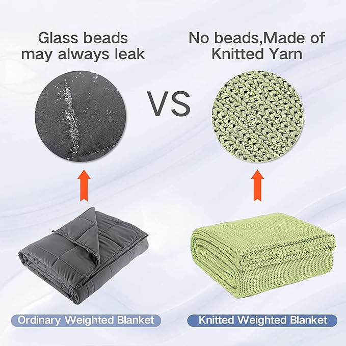 Guohaoi Knitted Weighted Blanket for Adults (Light Green 48"x72" 12lbs) No Beads Cooling Throw Blanket for Hot Sleepers, Home Decor Breathable Chunky Knit Heavy Blanket Use on Full Size Bed