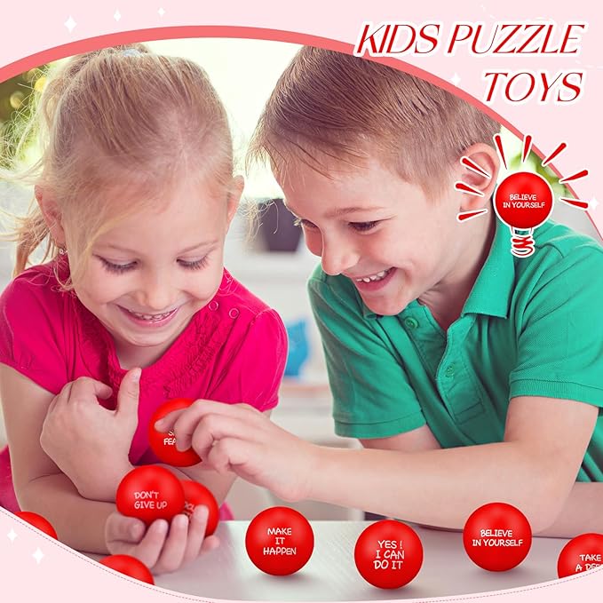 Shappy 72 Pcs Inspirational Stress Relief Balls Motivational Stress Ball Encouraging PU Bulk Stress Balls for Adults Small Therapy Fidget Relief Toys for Valentines Gifts Fidget Anxiety(Red)