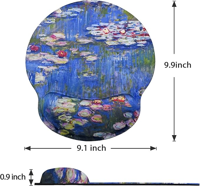 ToLuLu Mouse Pad Wrist Rest Support, Gel Mouse Pads with Non Slip Rubber Base Memory Foam Mousepad, Mouse Wrist Rest Pad for Laptop Computer Home Office Working Gaming Pain Relief, Monet Water Lilies
