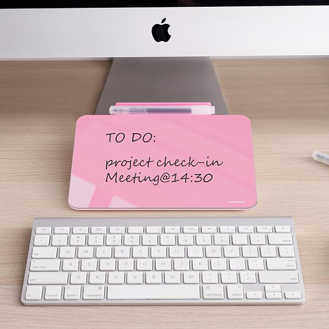 TSJ OFFICE Small Desktop Whiteboard - Glass Dry Erase Board 8 X 6 Inches Tabletop Easel Whiteboard with Stand, Desk Board Buddy for Artist, Teacher and Student