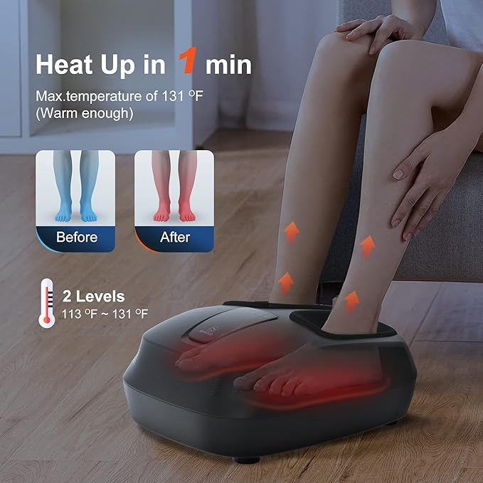COMFIER Foot Massager with Heat,Rolling Compression Shiatu Feet Massage,Gifts for Men,Wen, Machine for Circulation,Neuropathy Pain,Plantar Fasciitis,Fits Foot Size up to 13”