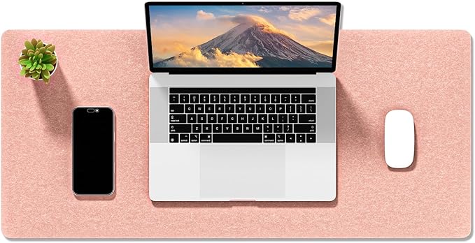 Auhoahsil Felt Desk Mat, Minimalist Large Mouse Pad XL 31.5 x 11.8 in, Desk Matt for Desktop, Keyboard, Laptop, Computer, Office, Work from Home, Gaming, Light Pink