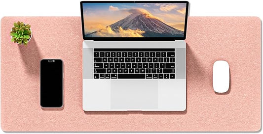Auhoahsil Felt Desk Mat, Minimalist Large Mouse Pad XL 31.5 x 11.8 in, Desk Matt for Desktop, Keyboard, Laptop, Computer, Office, Work from Home, Gaming, Light Pink
