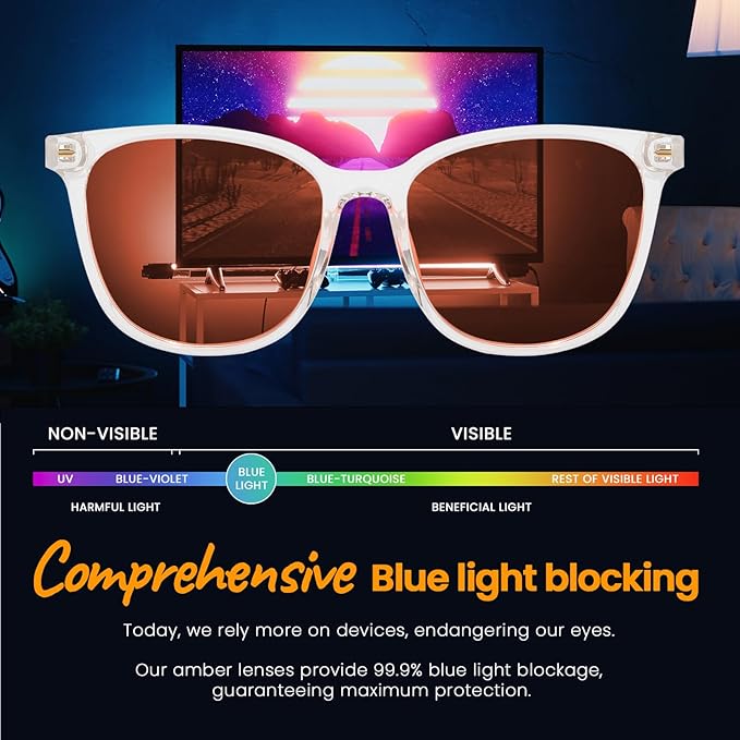SODQW Gaming Blue Light Blocking Glasses for Men Women Reduce Eyestrain Orange Aviator Eyeglasses for Computer TV
