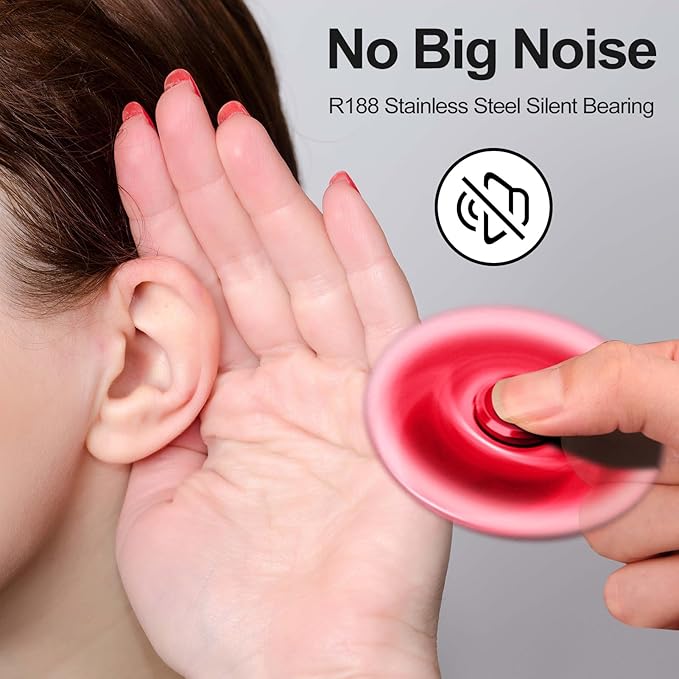 Fidget Spinners Toy, Metal Stainless Steel Bearing High Speed 4-8 Min Spins, EDC ADHD Stress Anxiety Relieves Reducer Fidgets Finger Toys, Spinner Toys for Kids and Adults (Red)