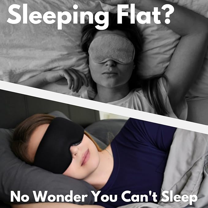 Sleep Mask for Side Sleepers – Exclusively Designed for Menopause, Insomnia, and Sleep Disorders, Light Blocking 4D Eye Mask with Adjustable Fit, Includes Earplugs & Travel Pouch