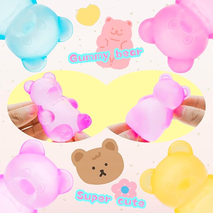 Gummy Bear Toy, Sugar Filled Squishy Toys for Kids Stress Relief - High Density Squeeze Balls for Students Calming - Ultra-Soft Decompression Venting Toys