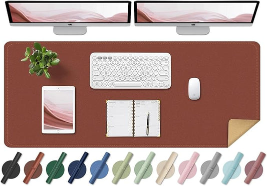 Large Desk Pad, 47.2'' x 23.6'', Office Desk Mat, Computer Mat for Desk, Leather Desk Pad Protector, Sewing Desk Blotter, Desktop Writing Pad for Office/Home/Decor Brown
