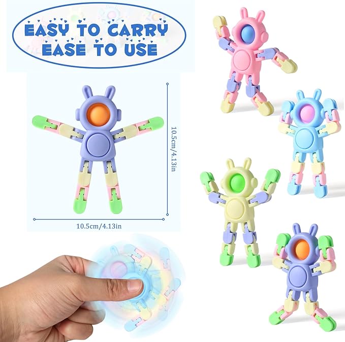 Transformable Fidget Spinners 24 Pcs Rabbit Toys for Kids Birthday Gifts Party Favors and Adults Stress Relief Sensory Toys for Boys and Girls Fingertip Gyros for ADHD Autism for Kids Gifts