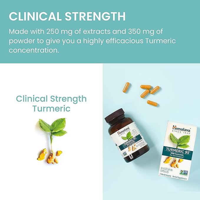 Himalaya Turmeric 95 - Herbal Supplement with Turmeric Curcumin for Joint Support and Mobility, 95% Curcuminoids - Vegan, Non-GMO, Gluten Free, 600 mg, 30 Capsules