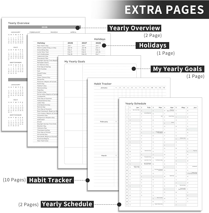 AHGXG 2026 Planner, Weekly and Monthly Planner 2026-2027, Large A4 8.5"x11", Calendar 15-Months Jan 2026 - Mar 2027, Vegan Leather SoftCover, Inner Pocket, Black