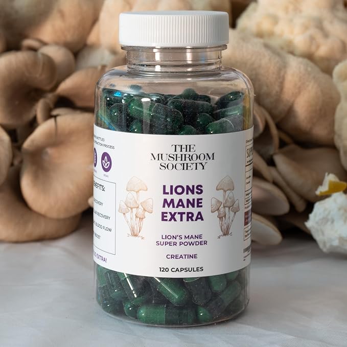 Lion’s Mane Extra Supplement - 1000 mg Lion’s Mane + 1000 mg Creatine – Mental & Physical Energy, Clarity & Performance - 120 Vegan Capsules
