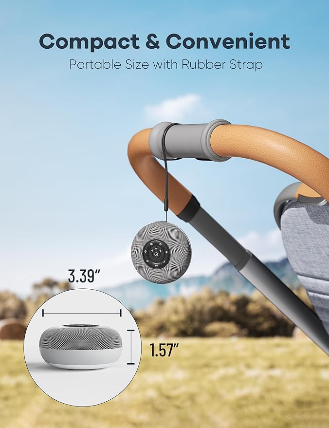 Portable Sound Machine Baby, Long Battery with Loud Bluetooth Speaker, 39 Special Soothing Sounds, White Noise Sound Machine for Sleeping