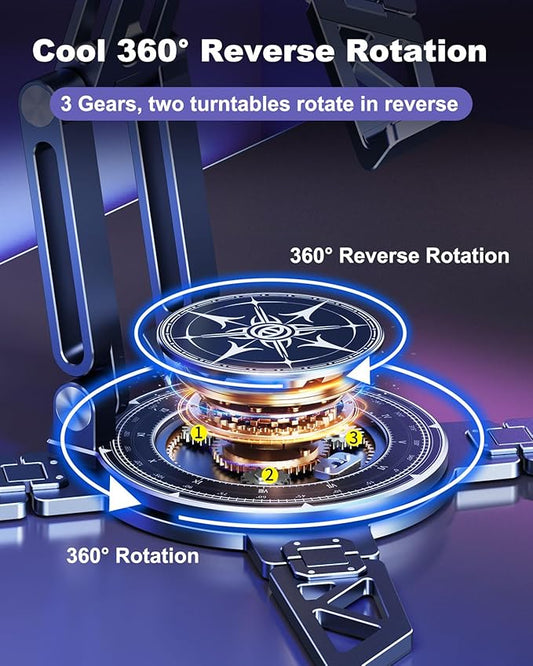 Adjustable Laptop Stand for Desk - Foldable Gaming Laptop Stand with 2 360° Rotating Base - Ergonomic Desk Laptop Holder Riser for MacBook Pro/Air Dell Lenovo HP 11"-16" Laptops