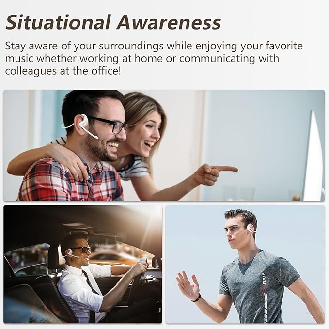 BANIGIPA Bluetooth Headset with Removable Microphone, Wireless Headset w/DSP Noise Cancelling for Phones Laptop Computer PC, Open Ear Headphones for Working Driving Running Cycling Driving -12 Hrs