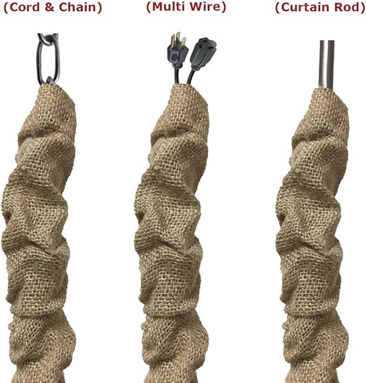 Royal Designs, Inc. Cord & Chain Cover 4 ft Silk Type Fabric, Chandelier Pendant Lighting Chain & Cable Management, Touch Fastener, Burlap - 1 Pack