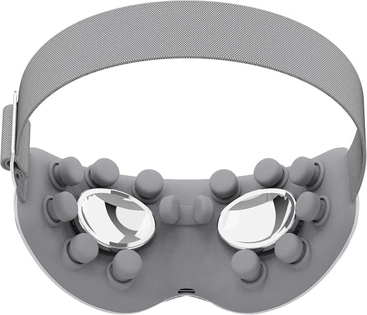 Eye Massager with 2 Level Heat & Cool, 150 Mins Uses, 3 Modes & 14 Vibration Heads, Heated Eye Mask with Bluetooth Music for Migraine, Eye Strain Puffiness and Dry Eye Relief, Relaxation for Women Men