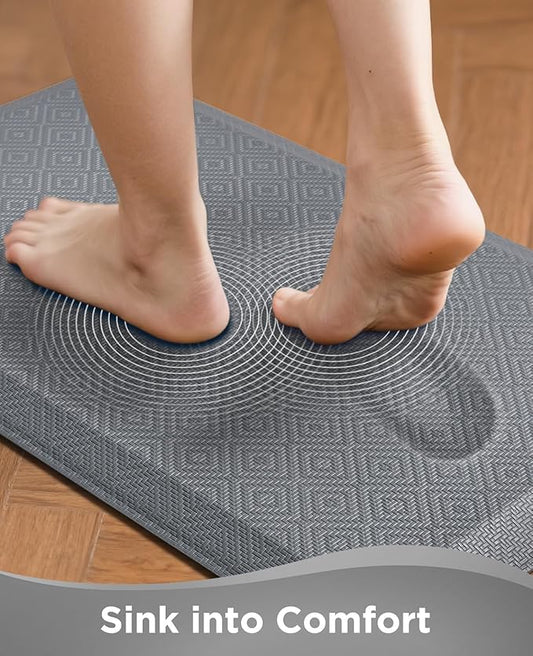 Ophanie Kitchen Mats for Floor, 3/4 Inch Thick Kitchen Rugs, Anti Fatigue Standing Cushioned Mat, Waterproof,Comfort Ergonomic Mat for Office, Home, Sink, 24'' x 70'' Grey Non-Slip Bottom