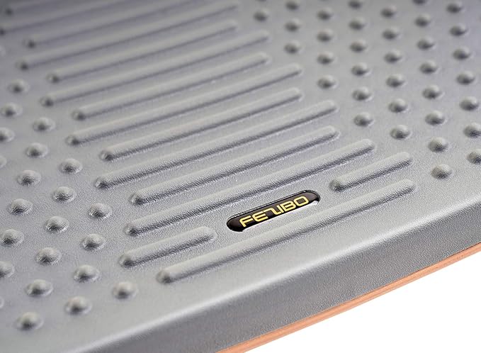 FEZIBO Standing Desk Mat with Anti Fatigue Bar, Wooden Wobble Balance Board with Ergonomic Design Comfort Floor Mat