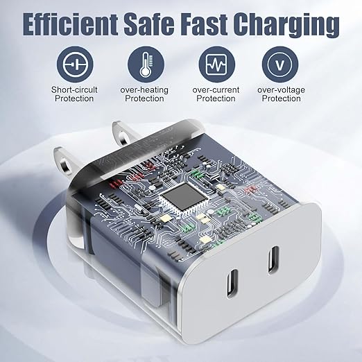 iPhone 17 Air/16e/15 Pro Max Charger Fast Charging, 2Pack 20W Dual USB C Fast Charger Block 10FT Long USB C to C Charging Cable Cord for iPhone 17/17 Pro/17 Pro Max/16 Pro Max/15 Pro/15 Plus/iPad Pro