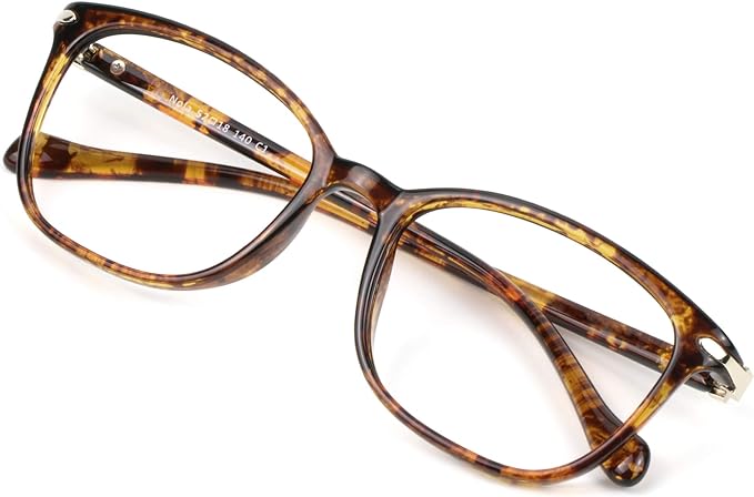 VisionGlobal Blue Light Blocking Glasses for Women/Men, Anti Eyestrain, Computer Reading, TV Glasses, Stylish Square Frame, Anti Glare(Tortoise,+3.25 Magnification)