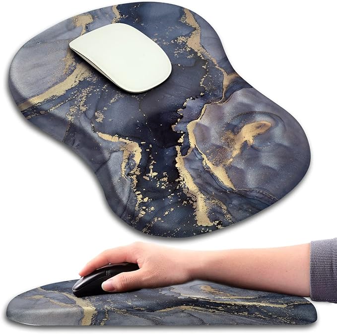 Mouse Pad Wrist Support, Ergonomic Mouse Pad with Massage Dot, Comfortable Computer Mouse Pad for Laptop, Wrist Rest Pain Relief Mousepad with Non-Slip PU Base for Office & Home, 12 x 8 in
