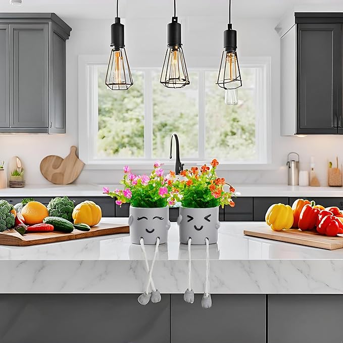 Lifelike Artificial Plants with Creative Pots, Realistic Faux Greenery for Home, Office, Bathroom, Bedroom, Kitchen, and Desk Decor, Long-Lasting Maintenance-Free DecorHome Office