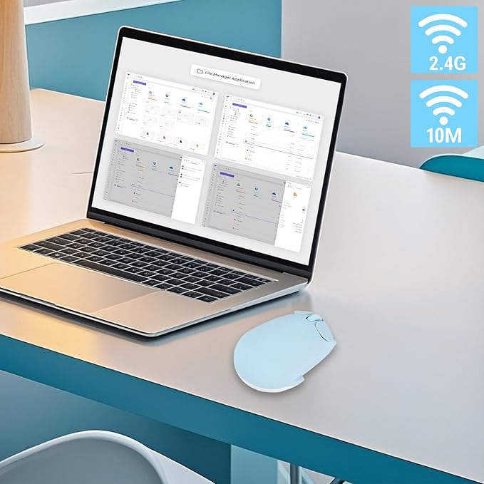 Cute Pig Design Wireless Mouse - Dual Mode Bluetooth & USB, Silent Operation, Ergonomic, Ideal for Laptops & PCs, for Animal Lovers and Family (Blue)