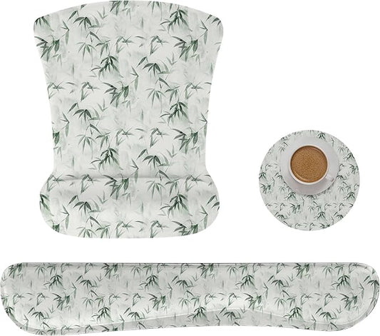 RICHEN Mouse Pad and Keyboard Wrist Rest, 3-in-1 Computer Mousepad and Coaster Set, Non-Slip Keyboard Wrist Rest and Mouse Pad Set Ergonomic Design (FKMWR-56)