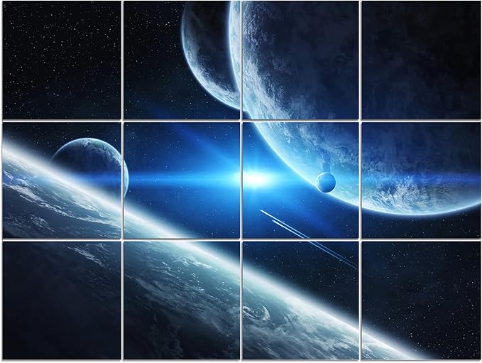 Dmsky Art Acoustic Panels,48“x36”Acoustical Wall Panel, Decorative Sound Absorbing Panel for Walls, Studio Acoustic Treatment Soundproof Wall Panel（12 Pack,Space）