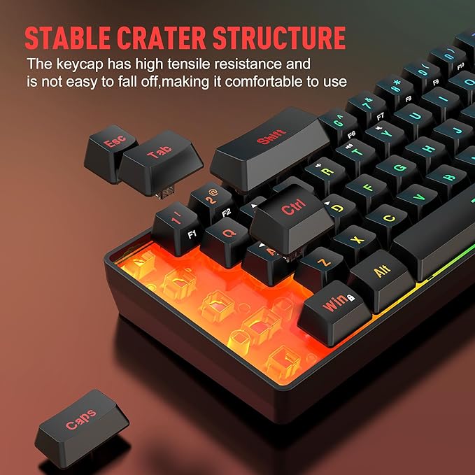 Snpurdiri 60% Wireless Gaming Keyboard and Mouse Combo, Include 2.4G Small Mini 60% Merchanical Feel Keyboard, Ergonomic Design Vertical Feel Wireless Mouse